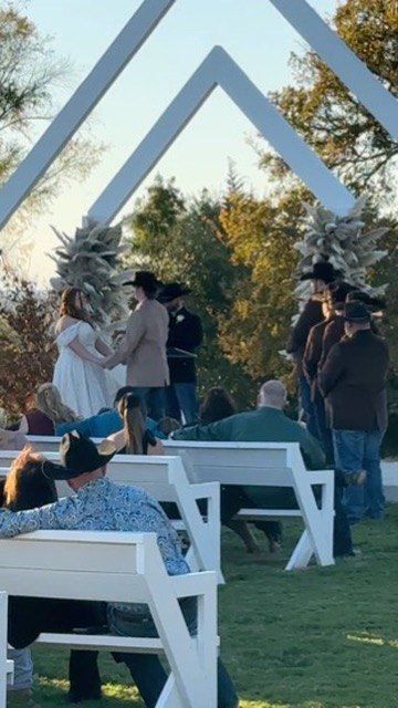 Wedding ceremony at the double arch at The Delanie