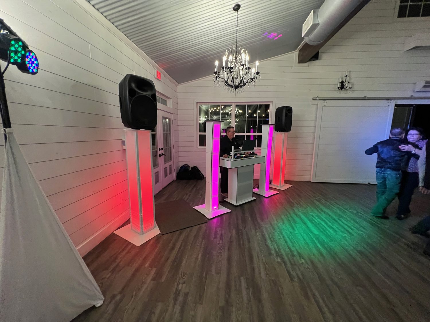 The DJ booth and lighting before guests arrive