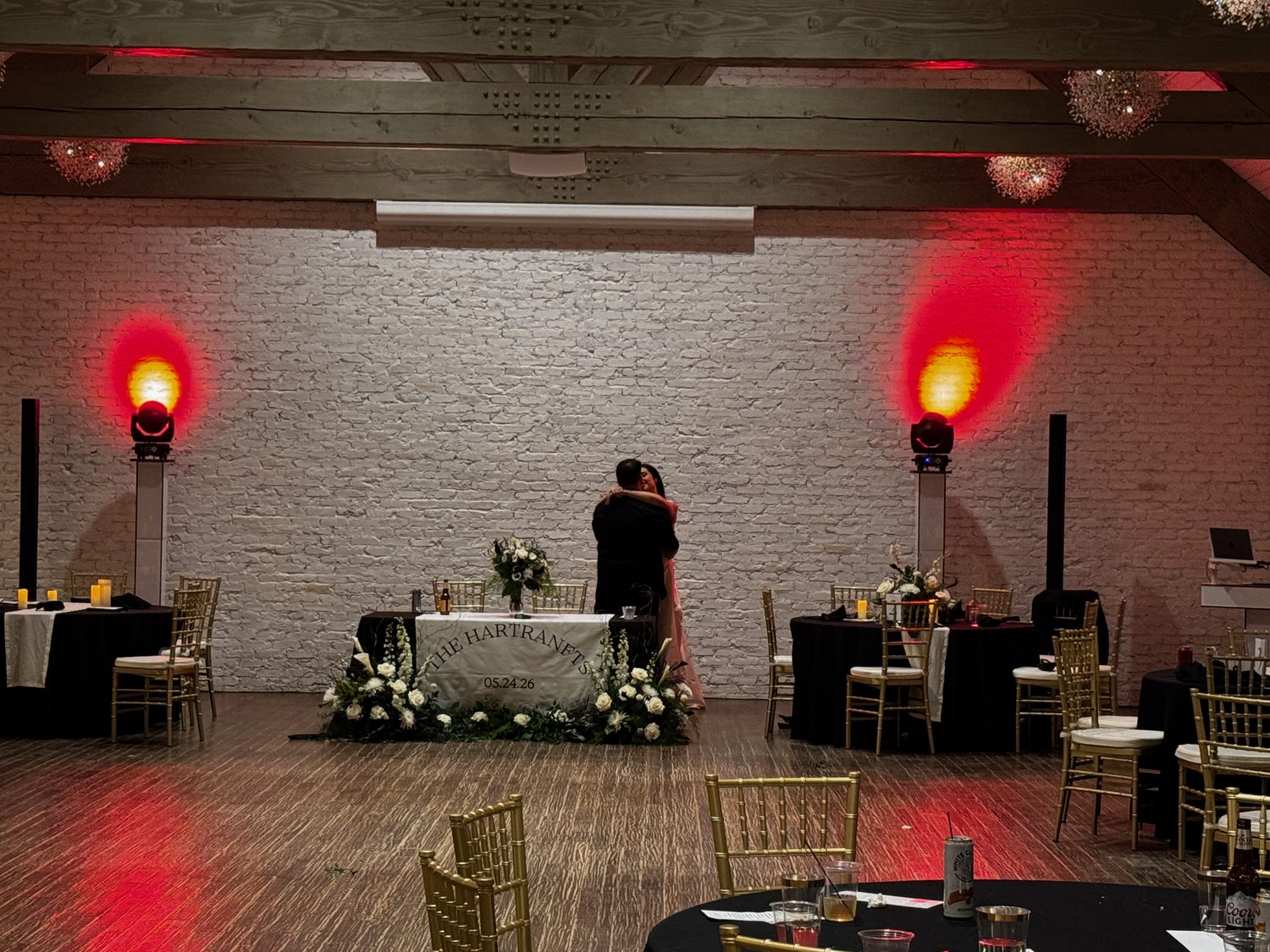 Uplighting washing a reception room in colour